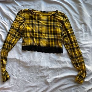 Black & Yellow Plaid cropped long sleeve